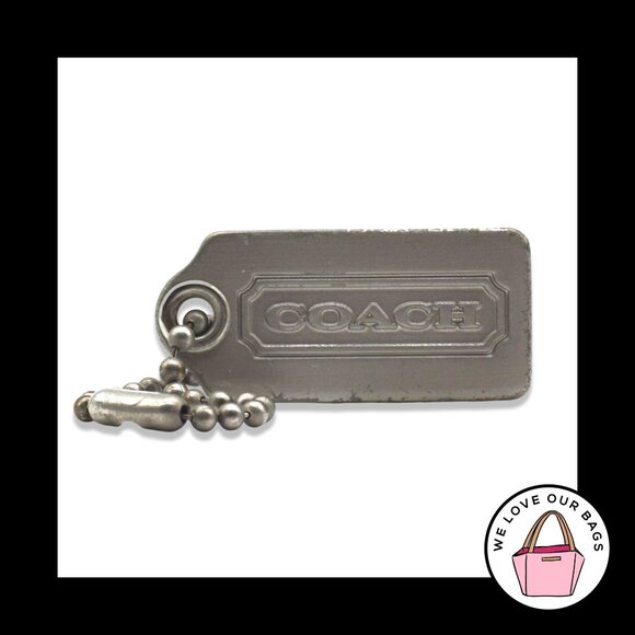 1.25" VINTAGE COACH BRUSHED Nickel Silver Metal Fob Bag Charm Keychain Hang Tag - Picture 1 of 2